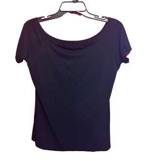 #8704 FUINLOTH WOMENS BLACK BOATNECK KNIT TOP SIZE L